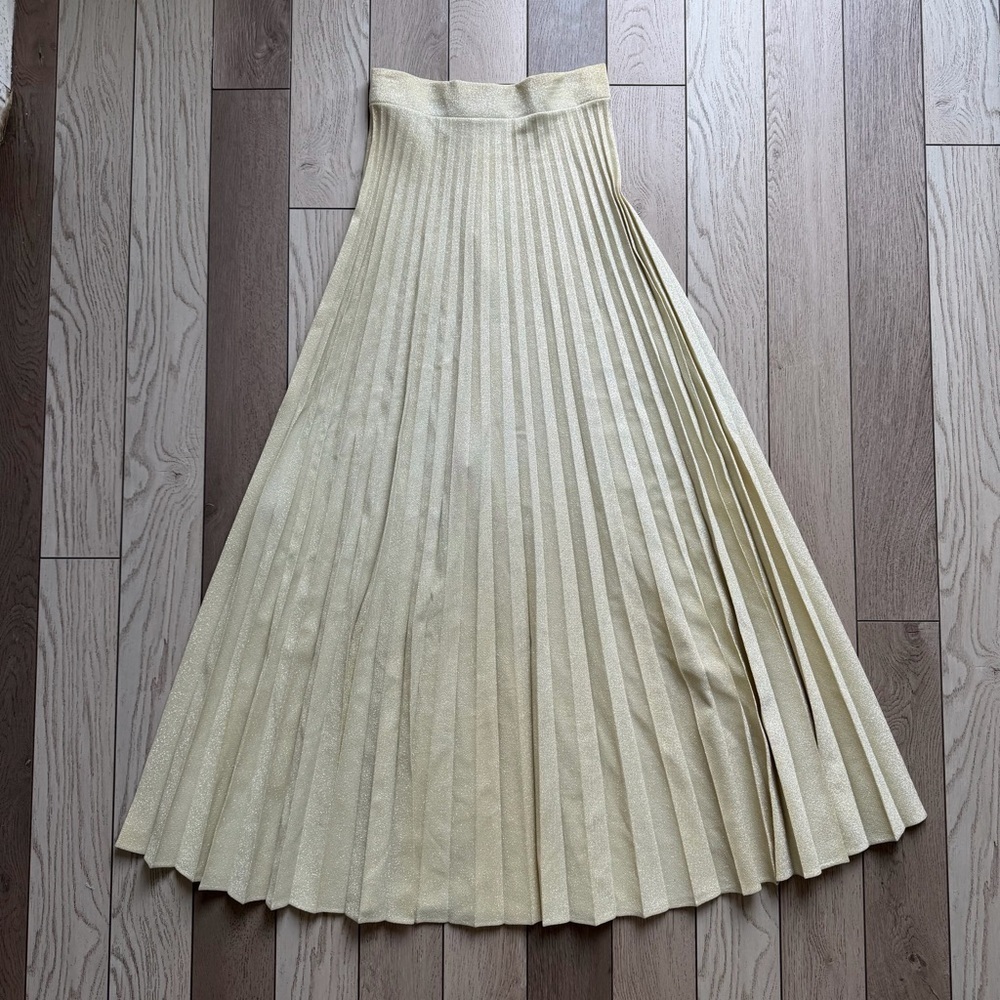 Vintage Mr. Winn California by Teddi Gold Pleated Metallic Skirt - Size 10